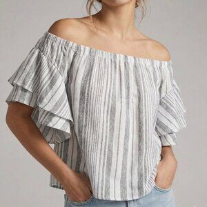 Willow & Root Small Striped Gray White Top NEW NWT